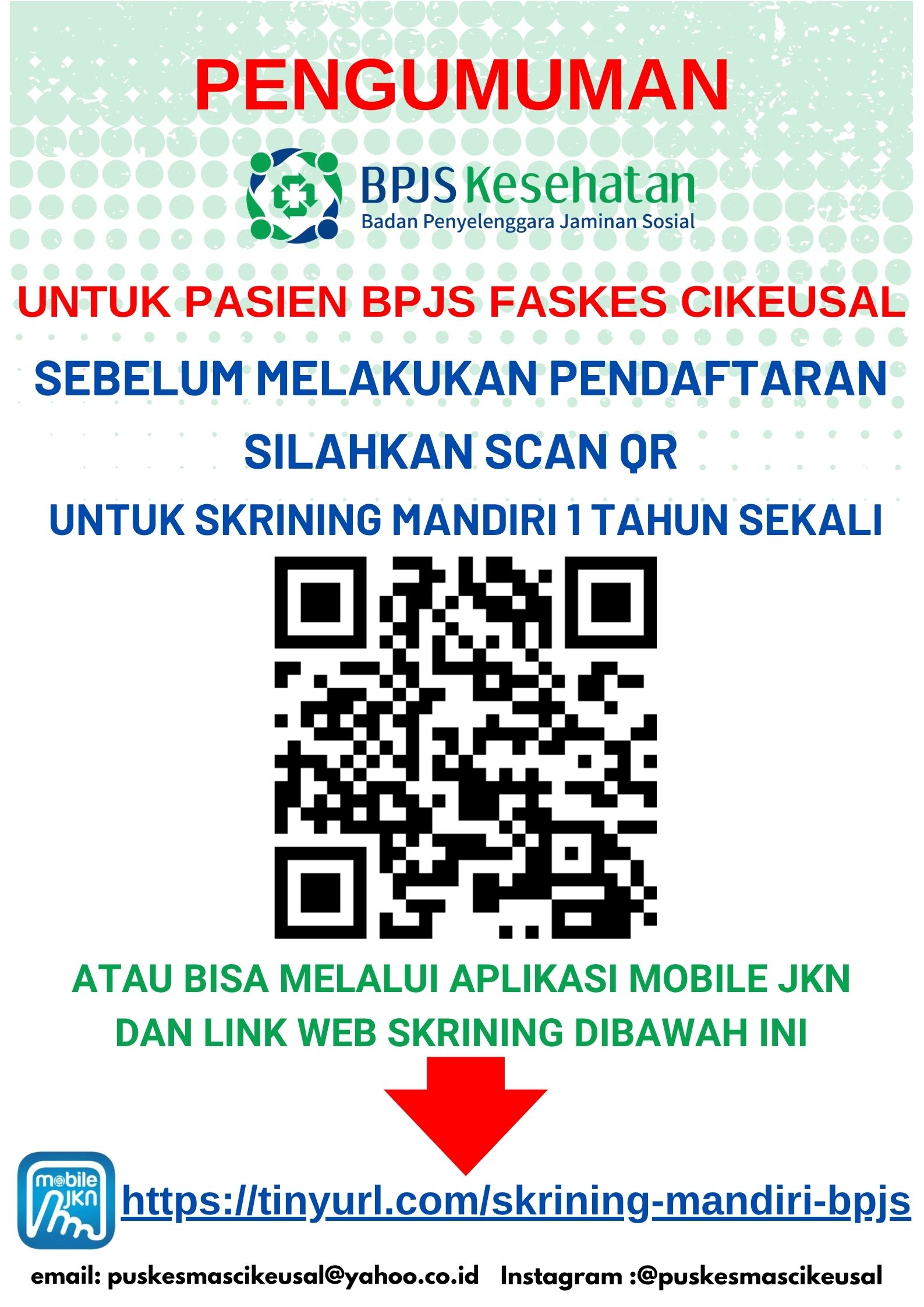 PENDAFTARAN PASIEN BPJS WAJIB SKRINING KESEHATAN MANDIRI 