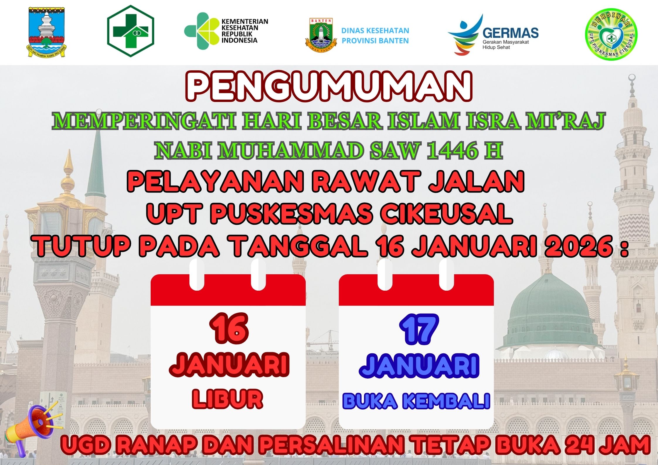 LIBUR PELAYANAN RAWAT JALAN ISRA MI'RAJ 1446H